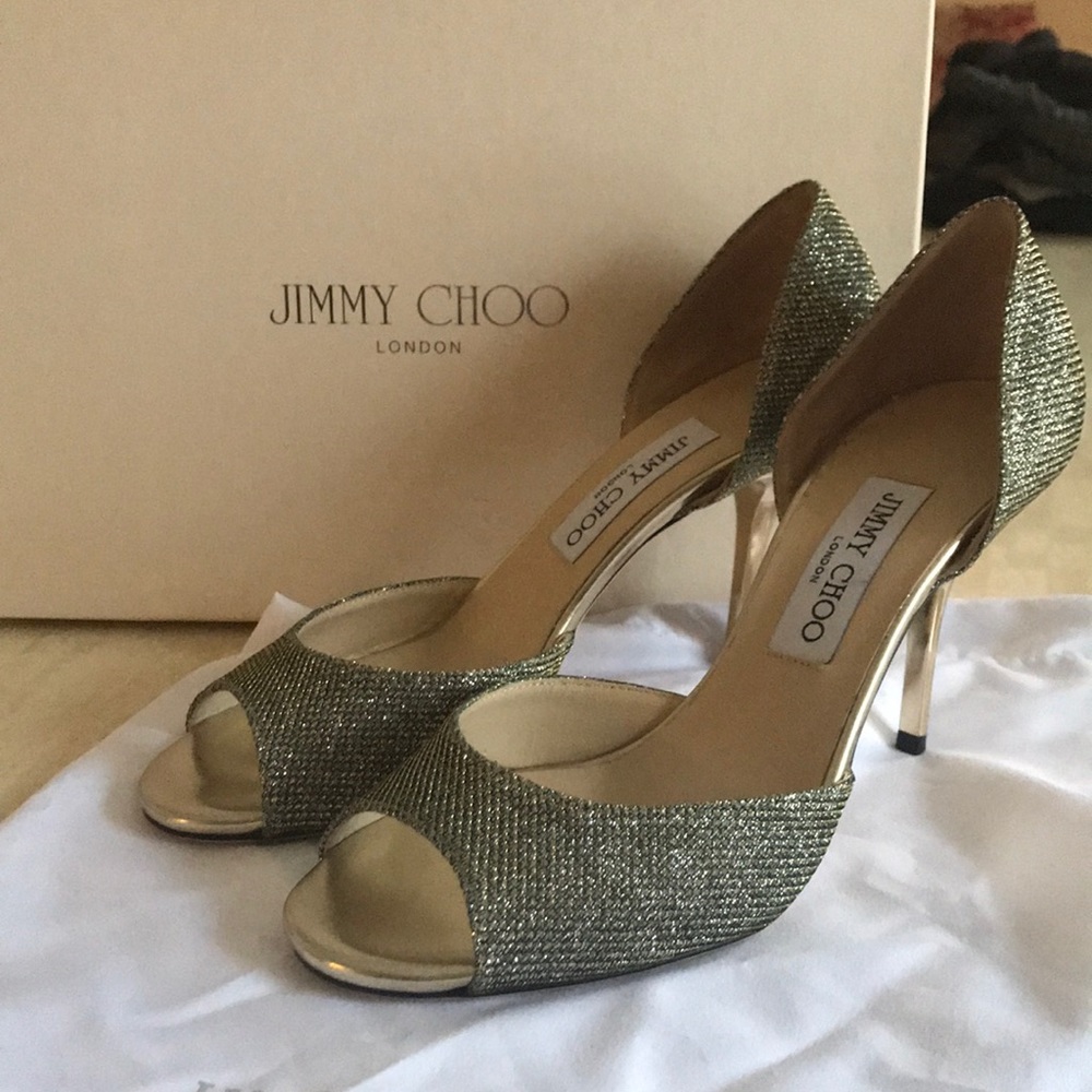 Jimmy Choo Lien peep toe Pump light bronze size 38